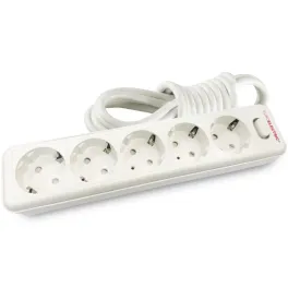 Мережевий фільтр живлення EUROELECTRIC Х5 10А 3м White (EE-105-3M)