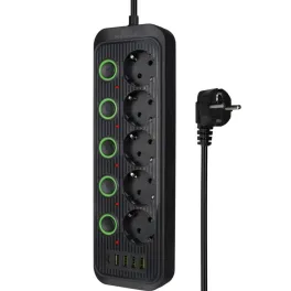 Мережевий фільтр живлення XoKo XK-SP-5-2-1-BK