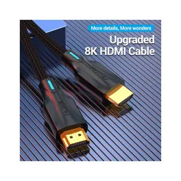 Кабель мультимедійний HDMI M to HDMI M 2.0m 8K cotton braided black VENTION (AAUBH)