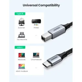 Кабель для принтера USB-C 2.0 to BM 1.0m black Ugreen (45034)