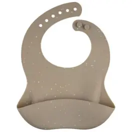 Нагрудничок Canpol babies DOTS силіконовий з кишенькою, бежевий (51/029_bei)