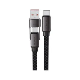 Дата кабель USB-C to USB-C/A 1.2m 3.0A zink alloy C13-04 Black Acefast (6974316282334)