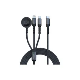 Дата кабель USB-C to Lightning 27W + USB-C 60W + Apple Watch 2.5W 1.5m icharge trio black Promate (icharge-trio.black)