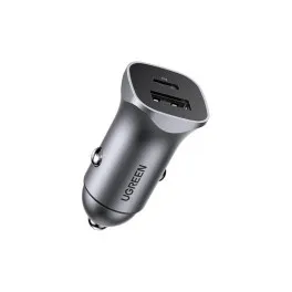 Зарядний пристрій Ugreen 1xUSB-C + 1xUSB 30W car adapter CD130 black (40858)