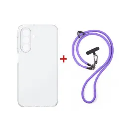 Чохол до мобільного телефона Dengos Case + Cross-body Strap Samsung Galaxy A17/A26 Clear+Purple (DG-KM-CCRB-19)