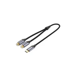 Кабель мультимедійний USB-C M to 2xRCA F 0.5m black Vention (BGVHD)
