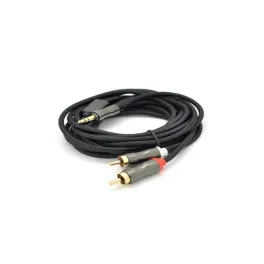 Кабель мультимедійний 3.5mm M to 2xRCA M 1.5m Stereo black VEGGIEG (YT-AR2-1.5V-A601)
